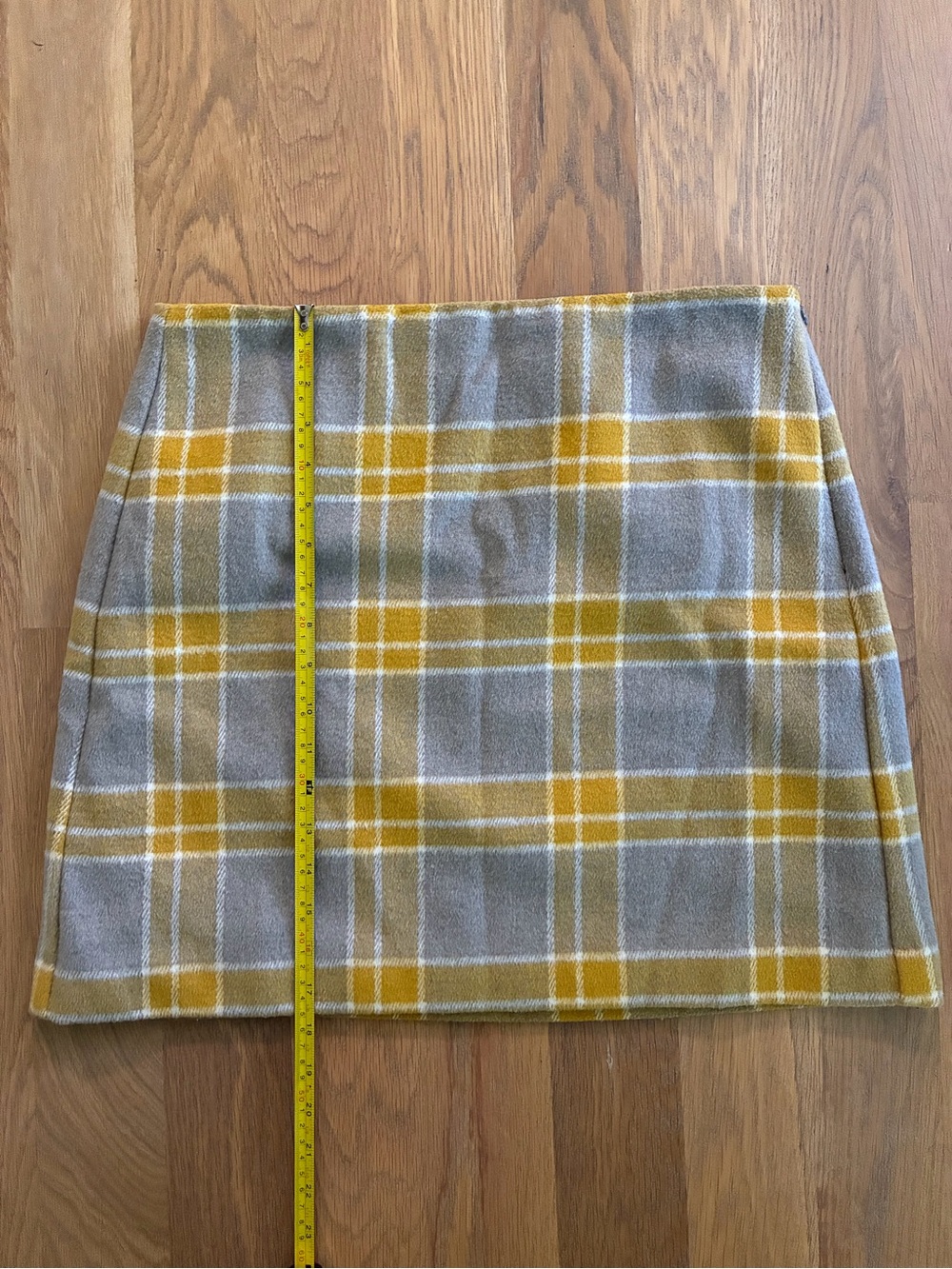 LOFT Yellow and Gray Plaid Mini Skirt